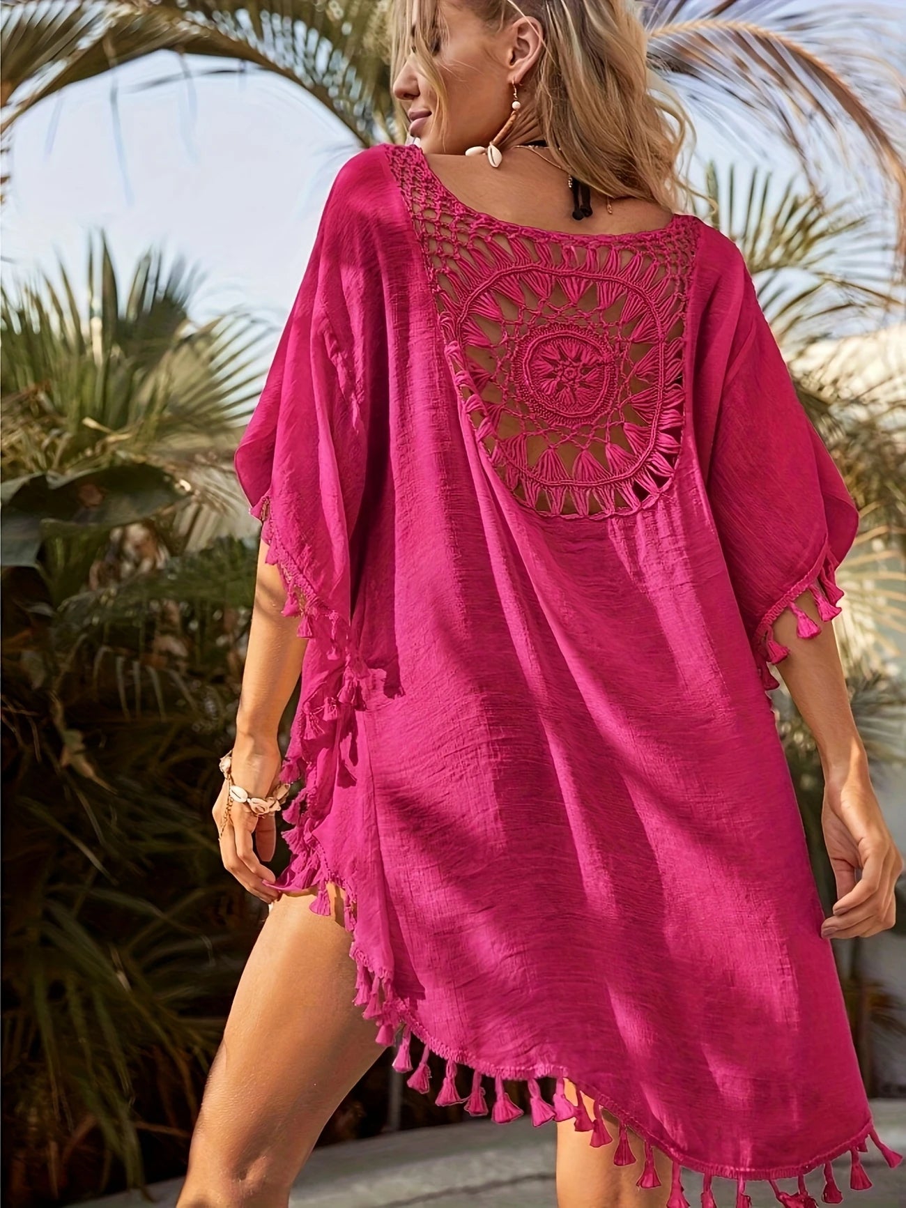 Marga™ - Boho Virkad Skjorta med Fransar för Dam