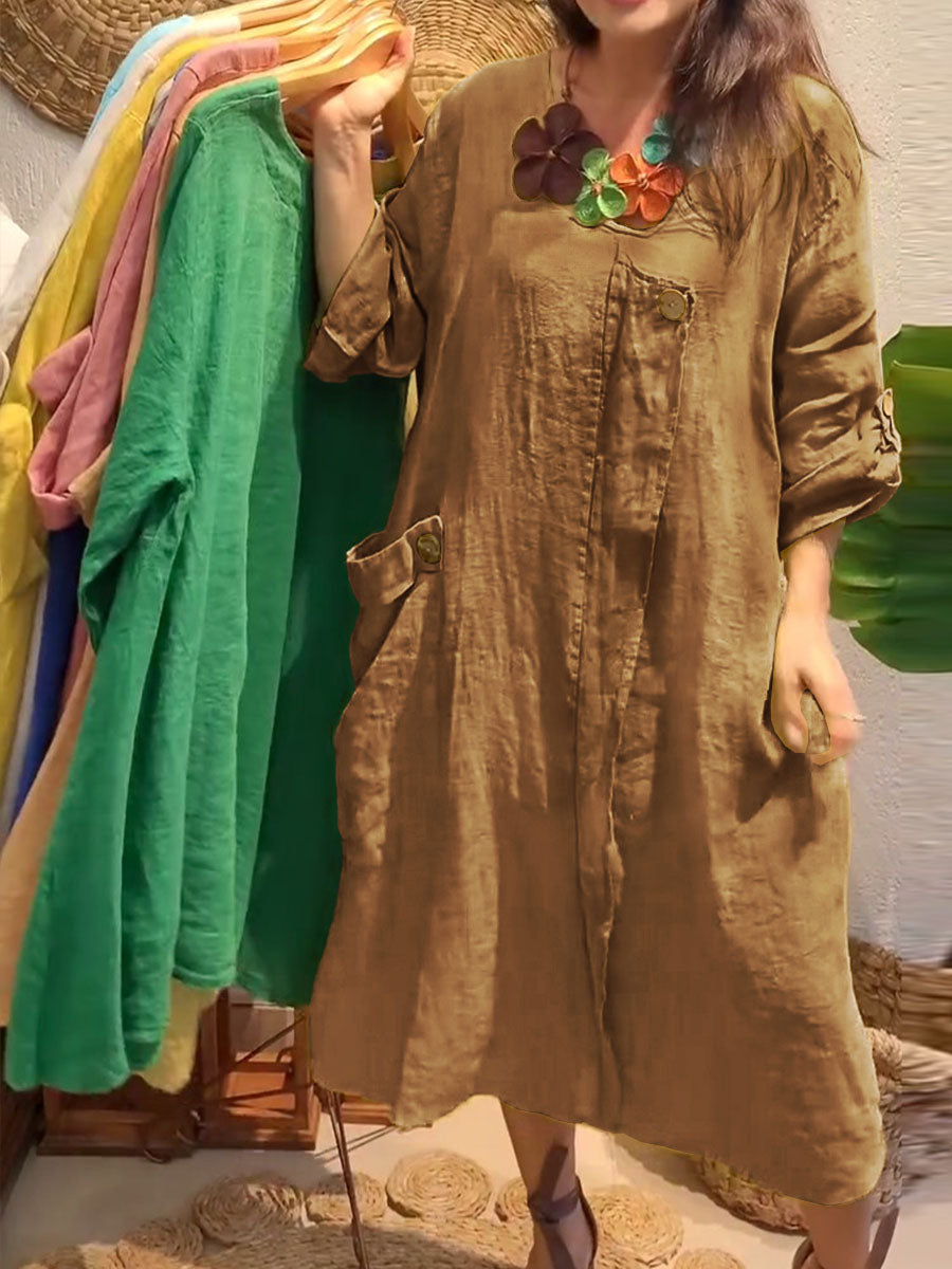 Sharlene™ – Lös Klänning med Fickor för Dam