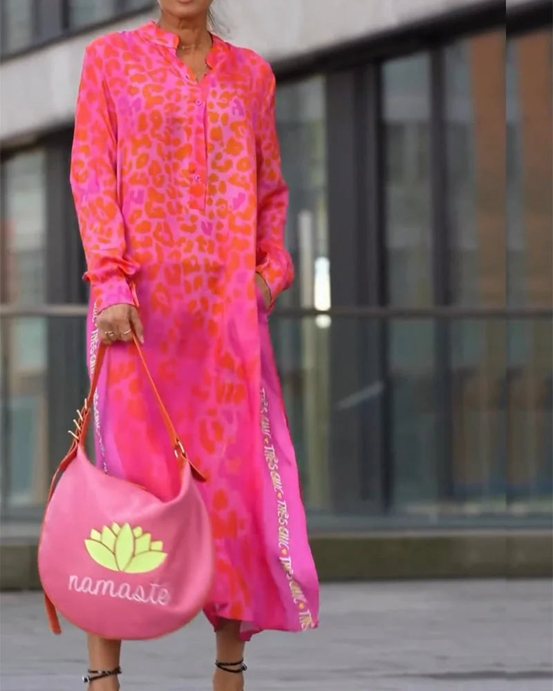 Adela™ - Elegant Leopard Långklänning