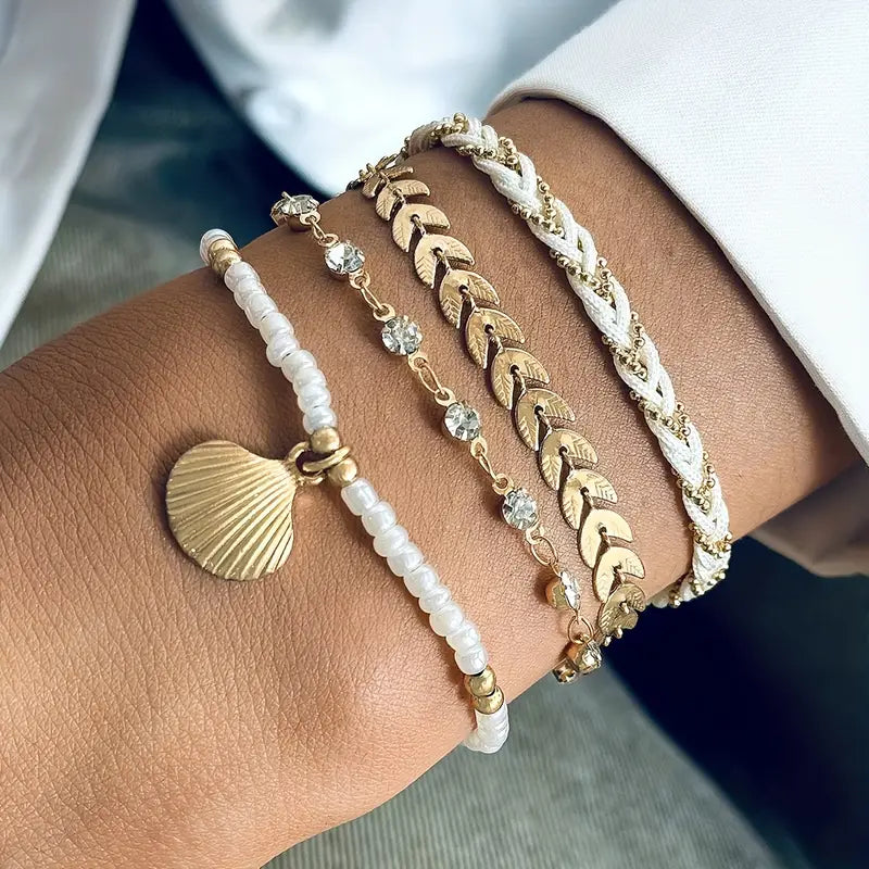 4-delade Puka Snäckskal Armband | Tillsammans mot Bröstcancer