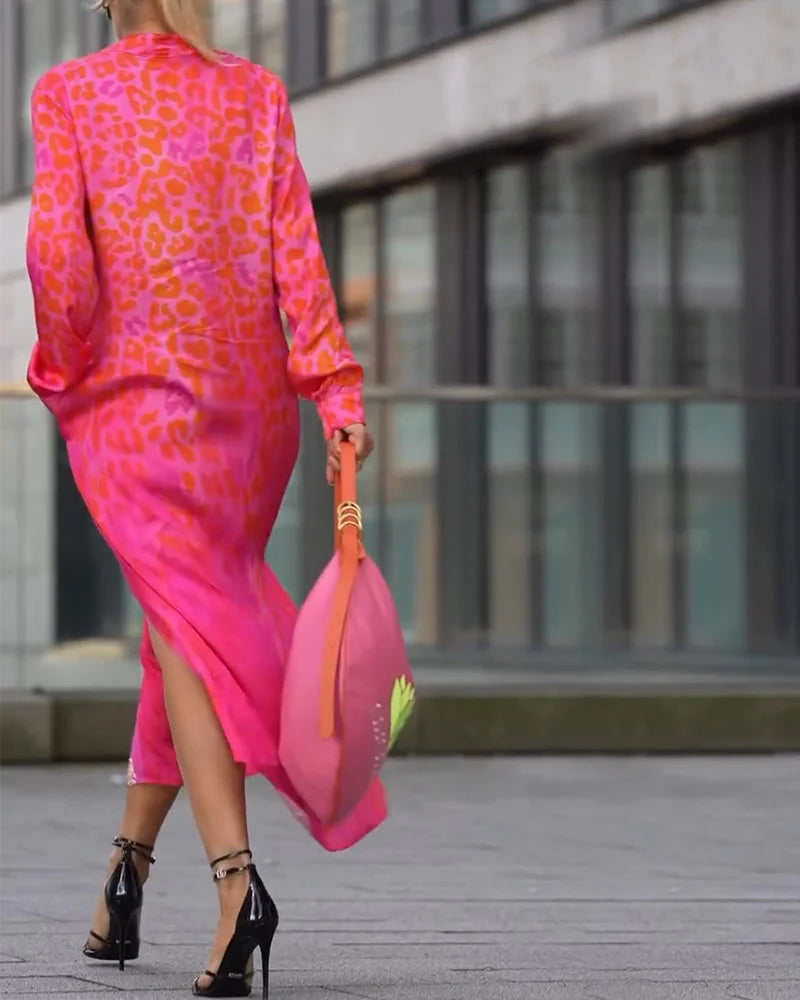 Adela™ - Elegant Leopard Långklänning