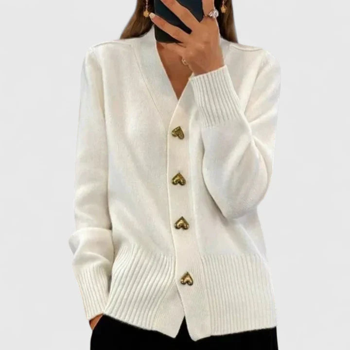 Annette™ - Elegant Cardigan med Hjärtknappar