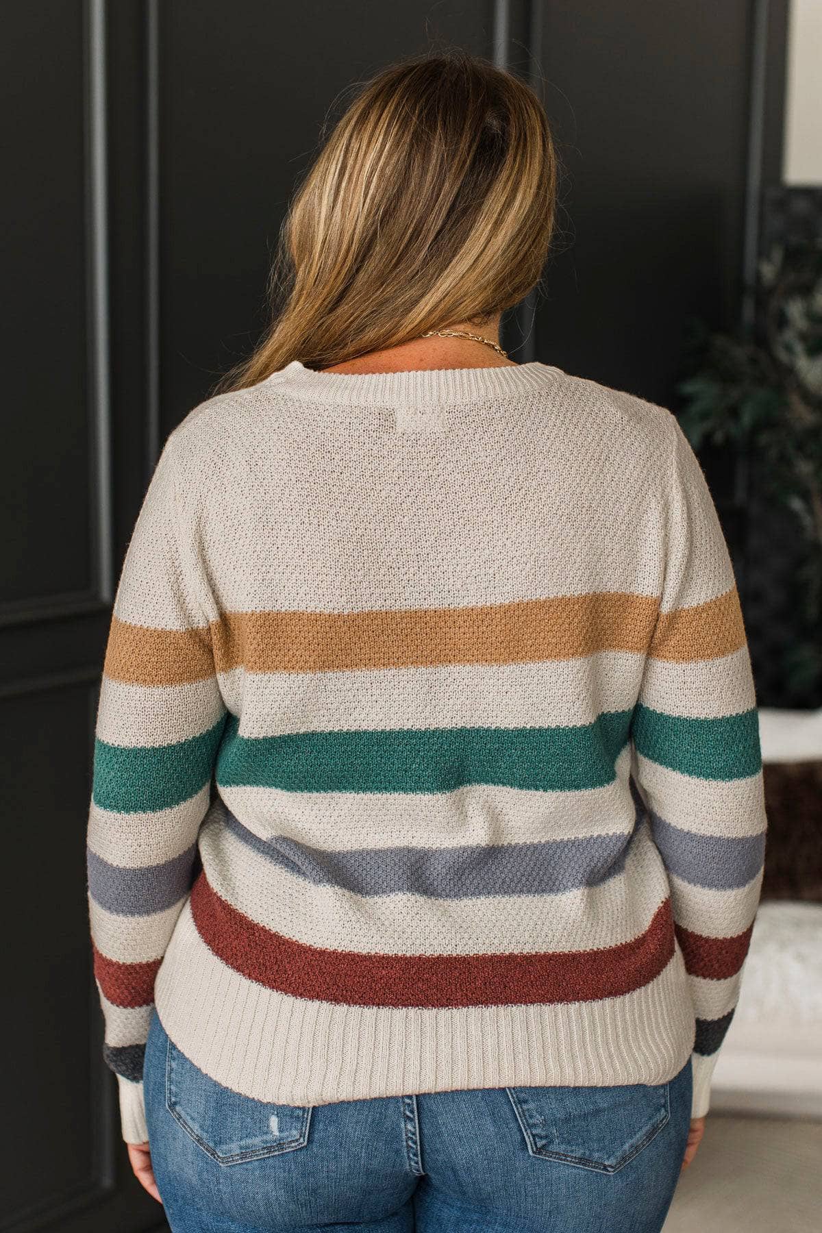 Selma™ - Randig Stickad Tröja