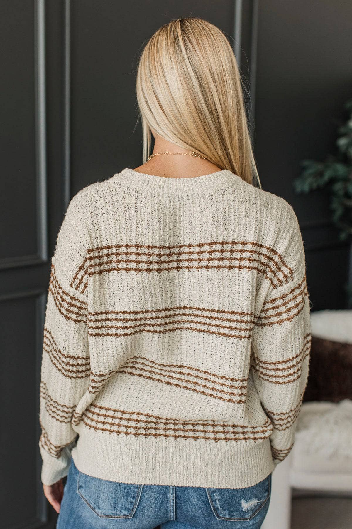 Hedda™ - Randig Stickad Tröja