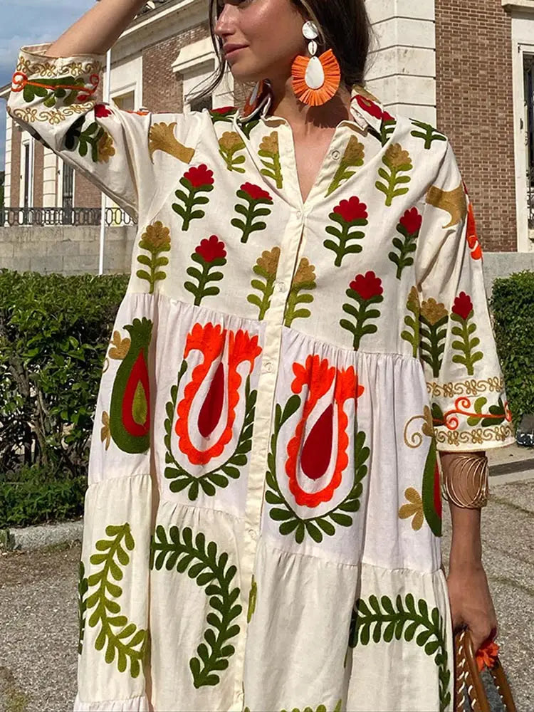 Amiya™ - Vintage Blommig Klänning för Dam