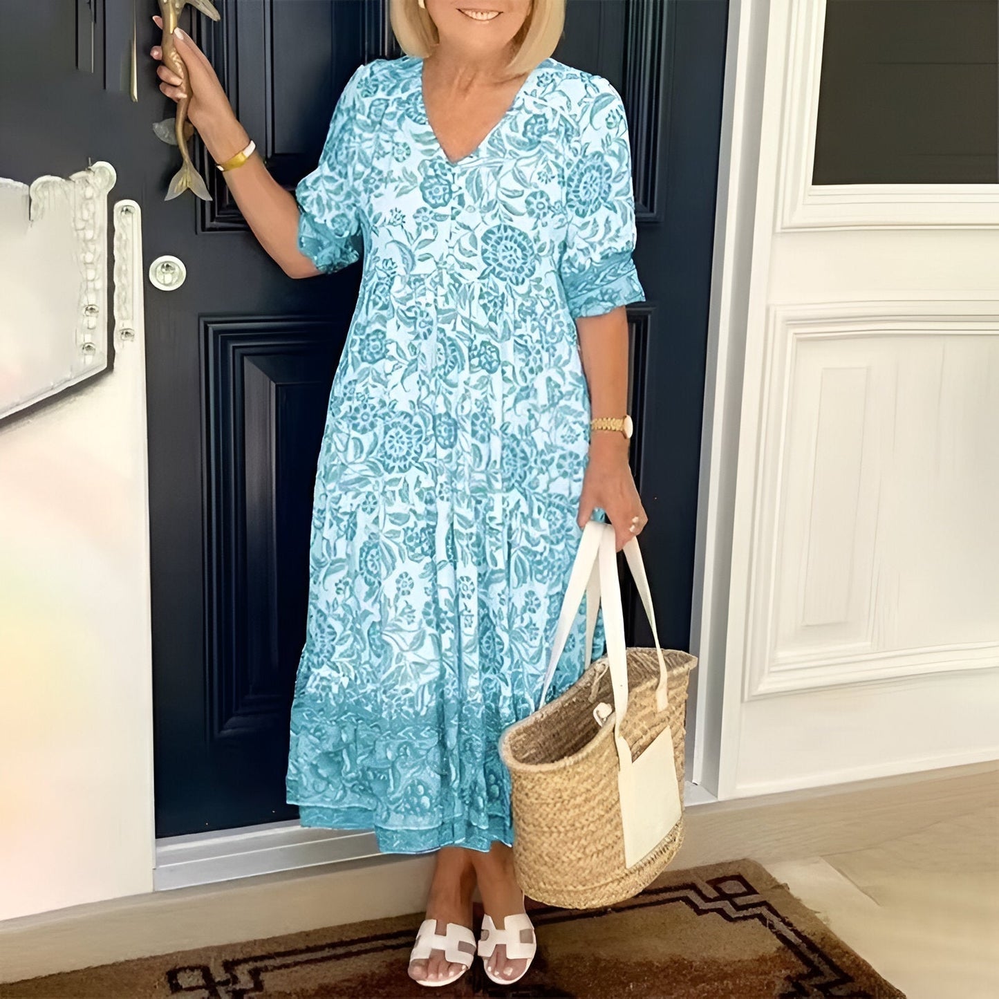 Lucy™ – Damens Elegant Blommig Klänning