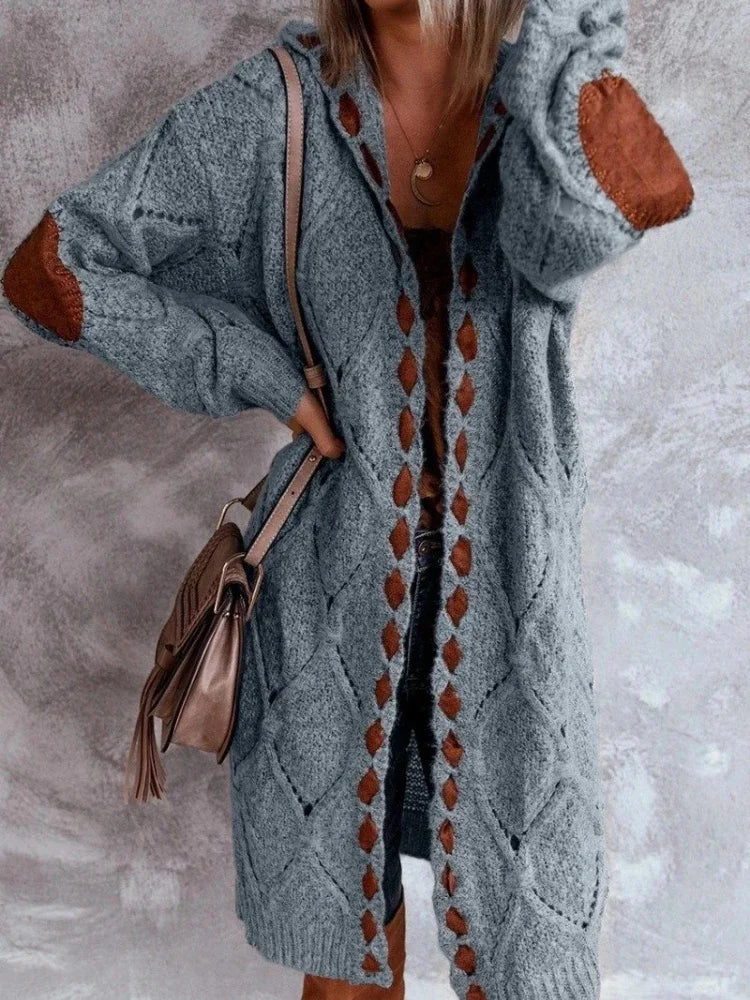 Amalia™ - Vintage Stickad Kofta med Huva