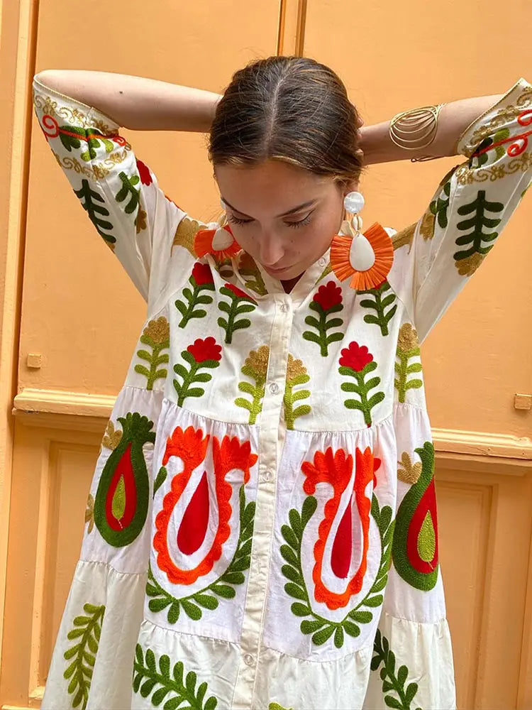 Amiya™ - Vintage Blommig Klänning för Dam
