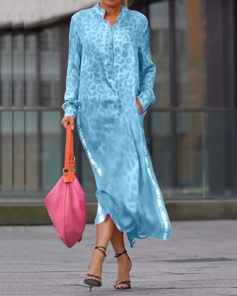 Adela™ - Elegant Leopard Långklänning
