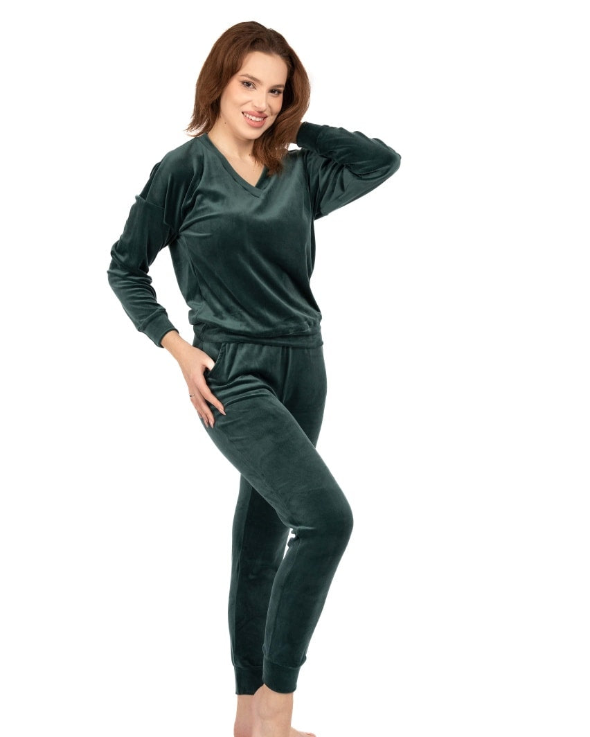 Adriana™ - Sammet Långärmad Byxset