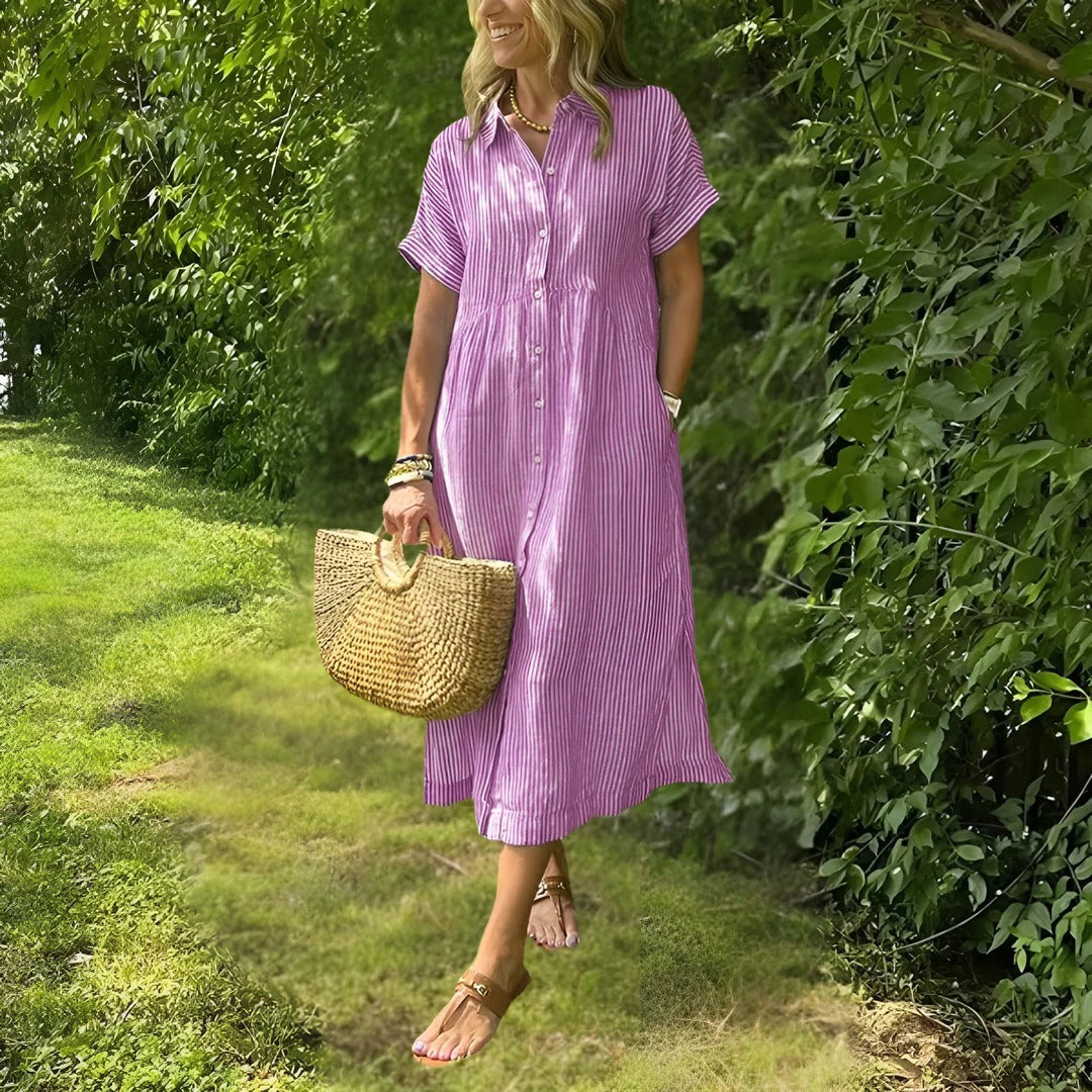 Tyra™ - Randig Skjortklänning