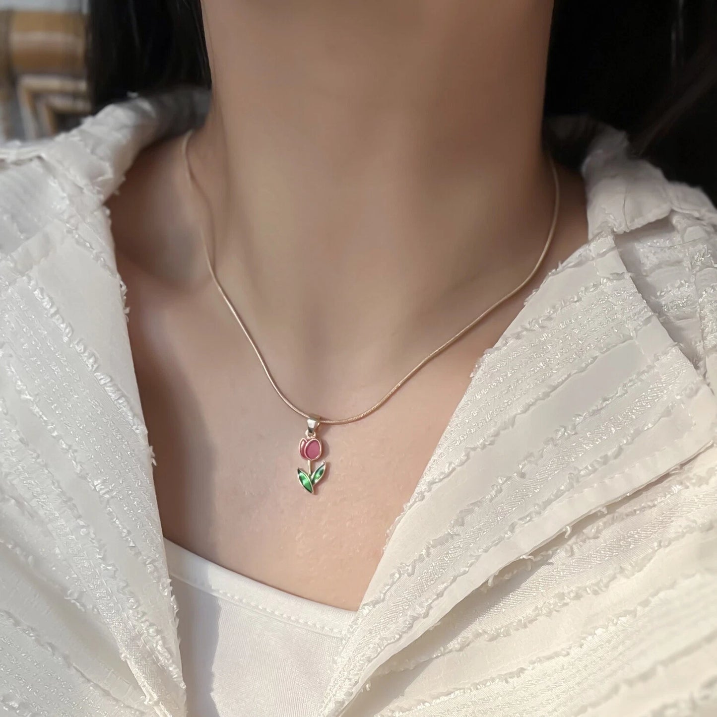Tulpan Hänge Halsband | Tillsammans mot Bröstcancer