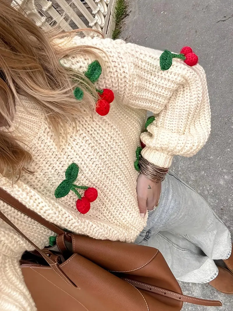 Körsbärsmönstrad Tröja | Tillsammans mot Bröstcancer