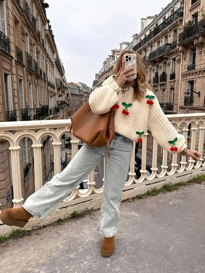 Körsbärsmönstrad Tröja | Tillsammans mot Bröstcancer