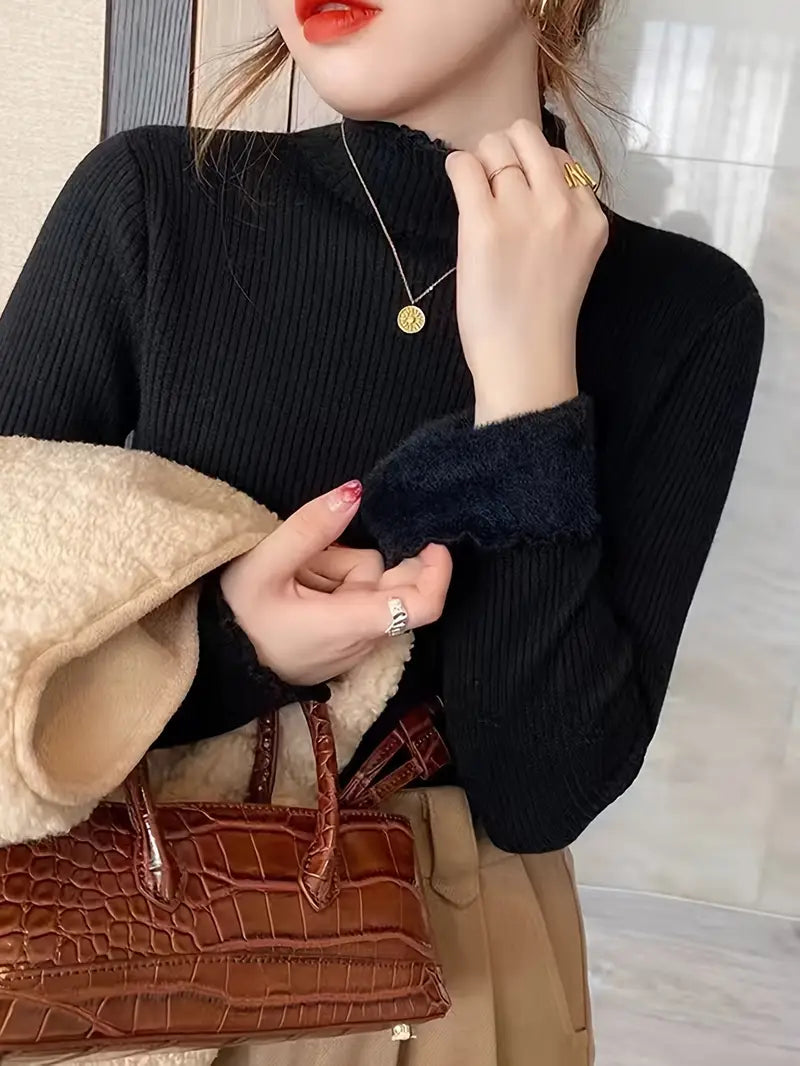 Hög Hals Stickad Tröja | Tillsammans mot Bröstcancer