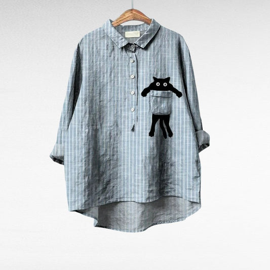 Frida™ – Retroblus med Kattmotiv