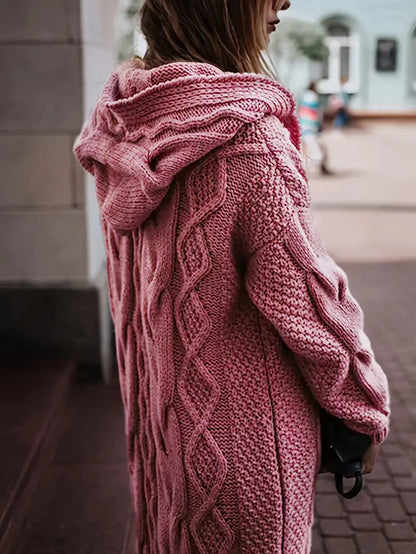 Lång Stickad Kofta | Tillsammans mot Bröstcancer