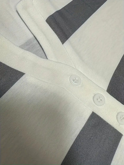 Lovisa™– Randig T-shirt med V-ringning för Dam