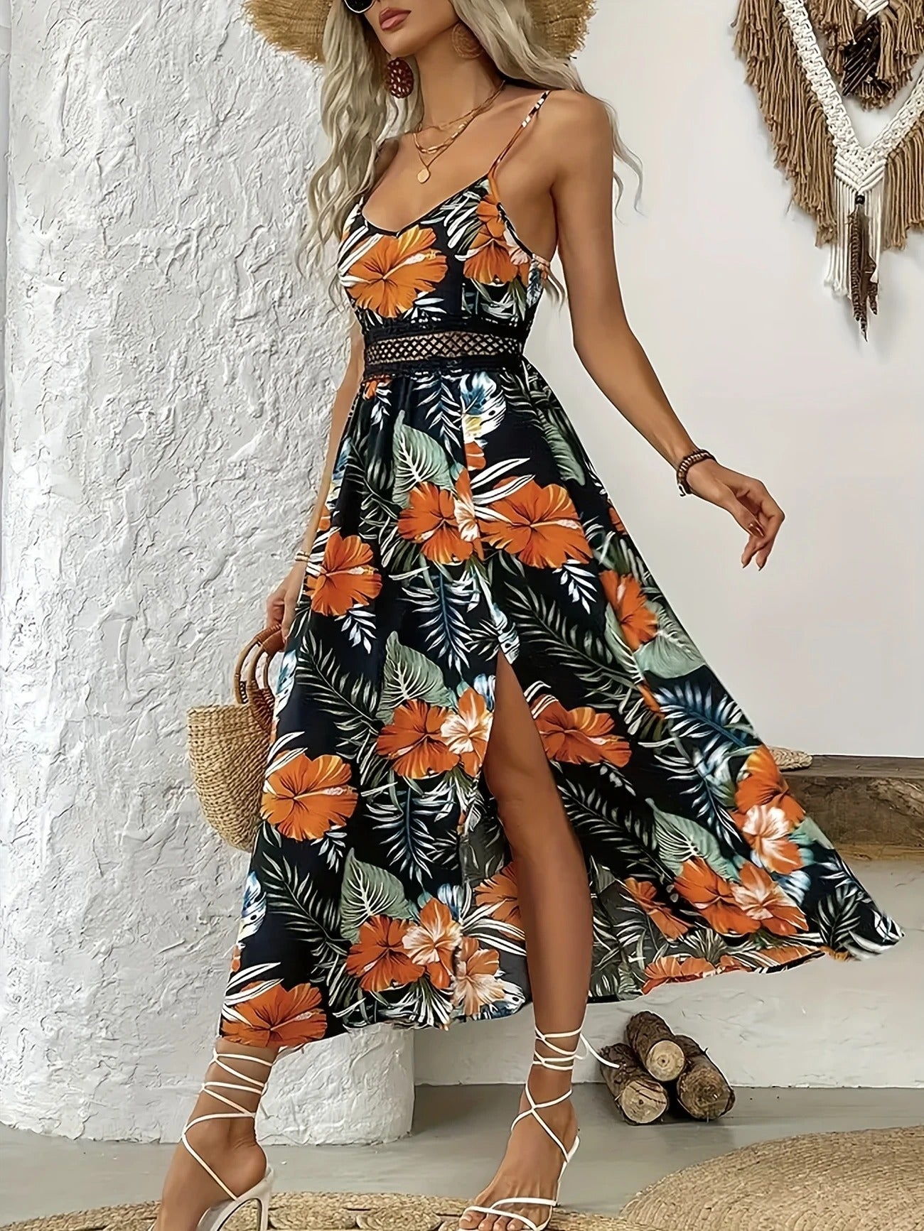 Carina™ -Blommig maxiklänning med V-ringning