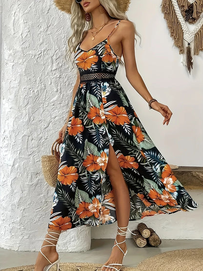 Carina™ -Blommig maxiklänning med V-ringning