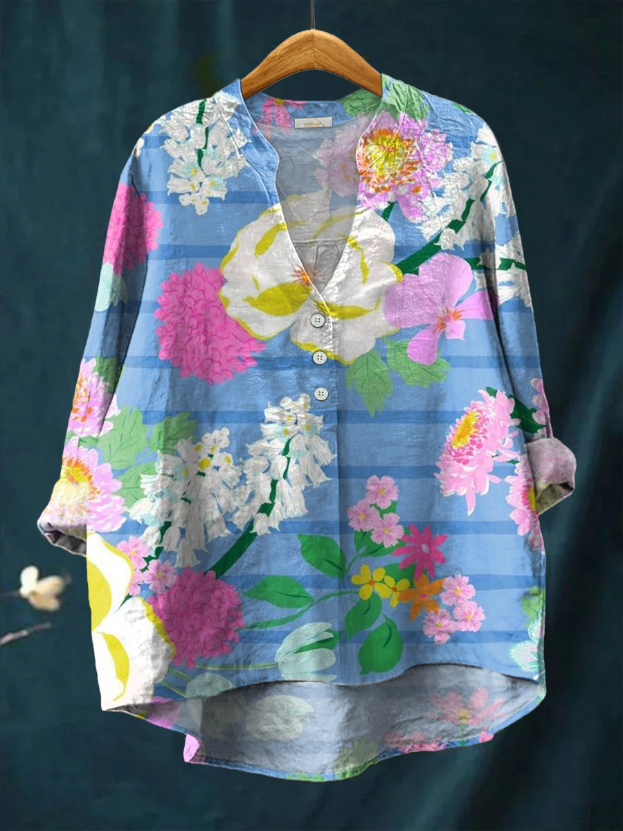 Eala™ – Damens Skjorta med Blommålning