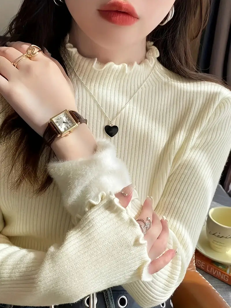 Hög Hals Stickad Tröja | Tillsammans mot Bröstcancer