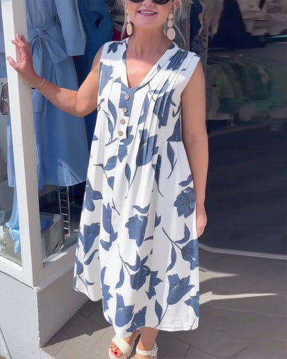 Emma™ – Kvinnors Blommig Ärmös Klänning