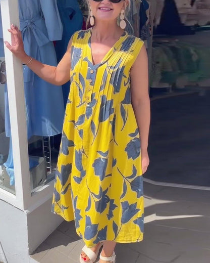 Emma™ – Kvinnors Blommig Ärmös Klänning