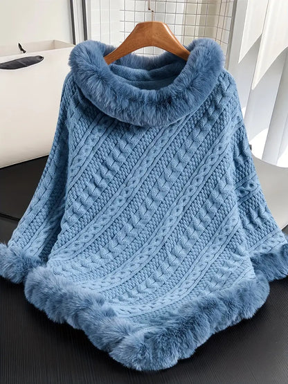 Mjuk Stickad Poncho | Tillsammans mot Bröstcancer