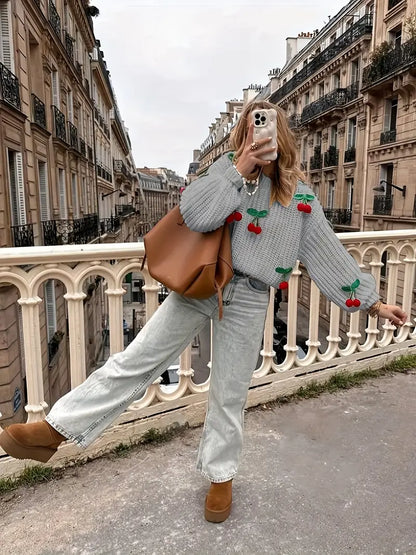 Körsbärsmönstrad Tröja | Tillsammans mot Bröstcancer