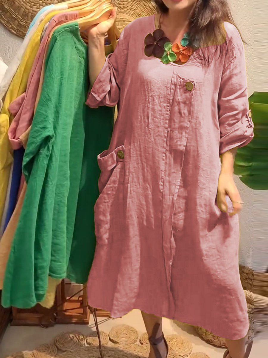 Sharlene™ – Lös Klänning med Fickor för Dam