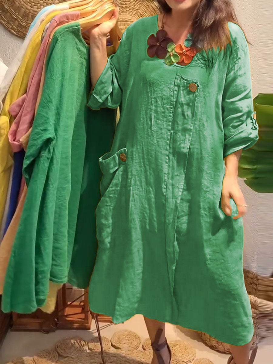 Sharlene™ – Lös Klänning med Fickor för Dam