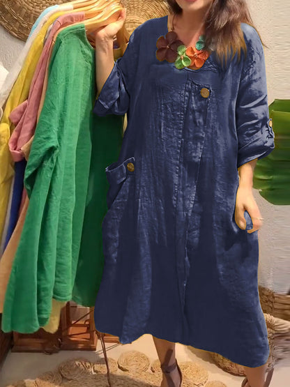 Sharlene™ – Lös Klänning med Fickor för Dam