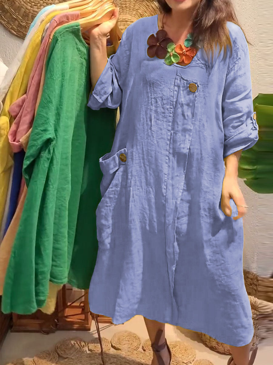 Sharlene™ – Lös Klänning med Fickor för Dam