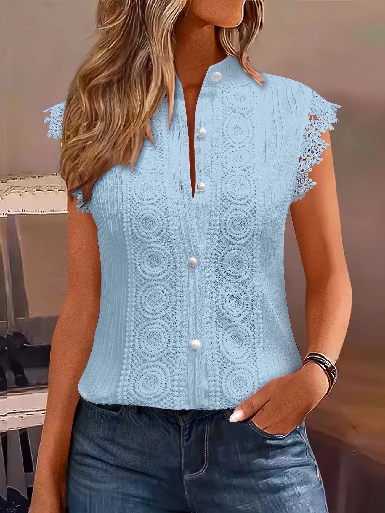 Olivia™ – Blus med V-ringning för Dam