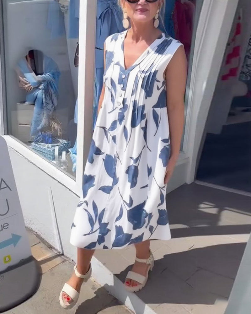 Emma™ – Kvinnors Blommig Ärmös Klänning