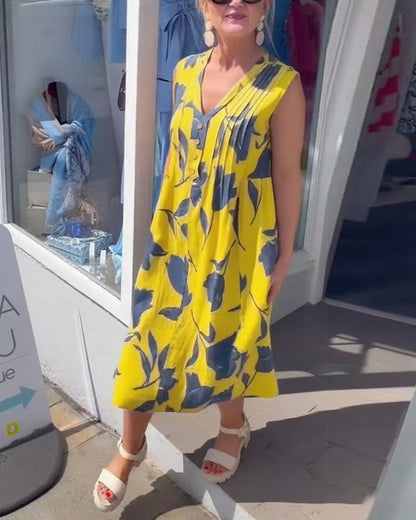 Emma™ – Kvinnors Blommig Ärmös Klänning