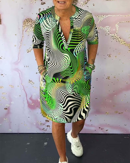 Rhea™ – Färgglad V-ringad Klänning