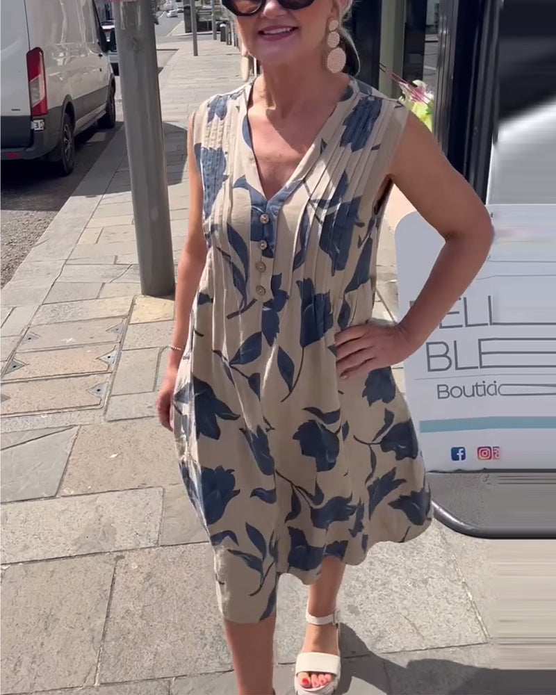 Emma™ – Kvinnors Blommig Ärmös Klänning