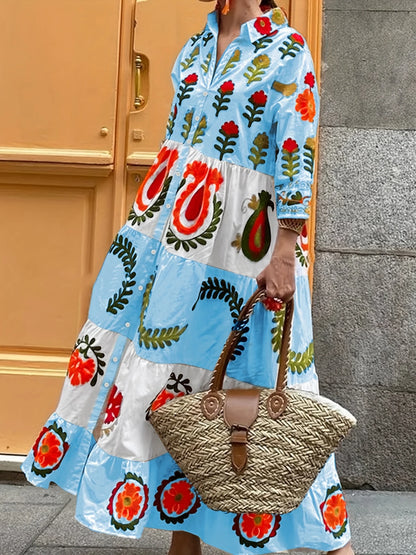 Amiya™ - Vintage Blommig Klänning för Dam