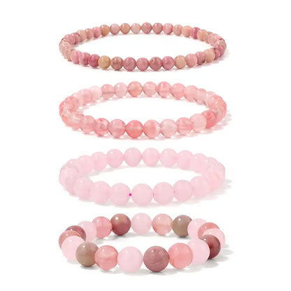 Rosa Stenarmband Set | Tillsammans mot Bröstcancer