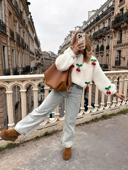 Körsbärsmönstrad Tröja | Tillsammans mot Bröstcancer