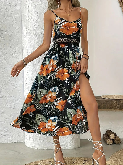 Carina™ -Blommig maxiklänning med V-ringning