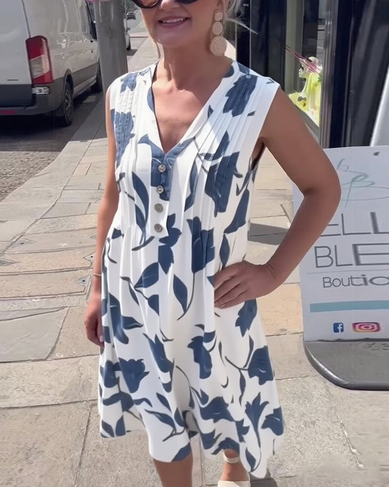 Emma™ – Kvinnors Blommig Ärmös Klänning