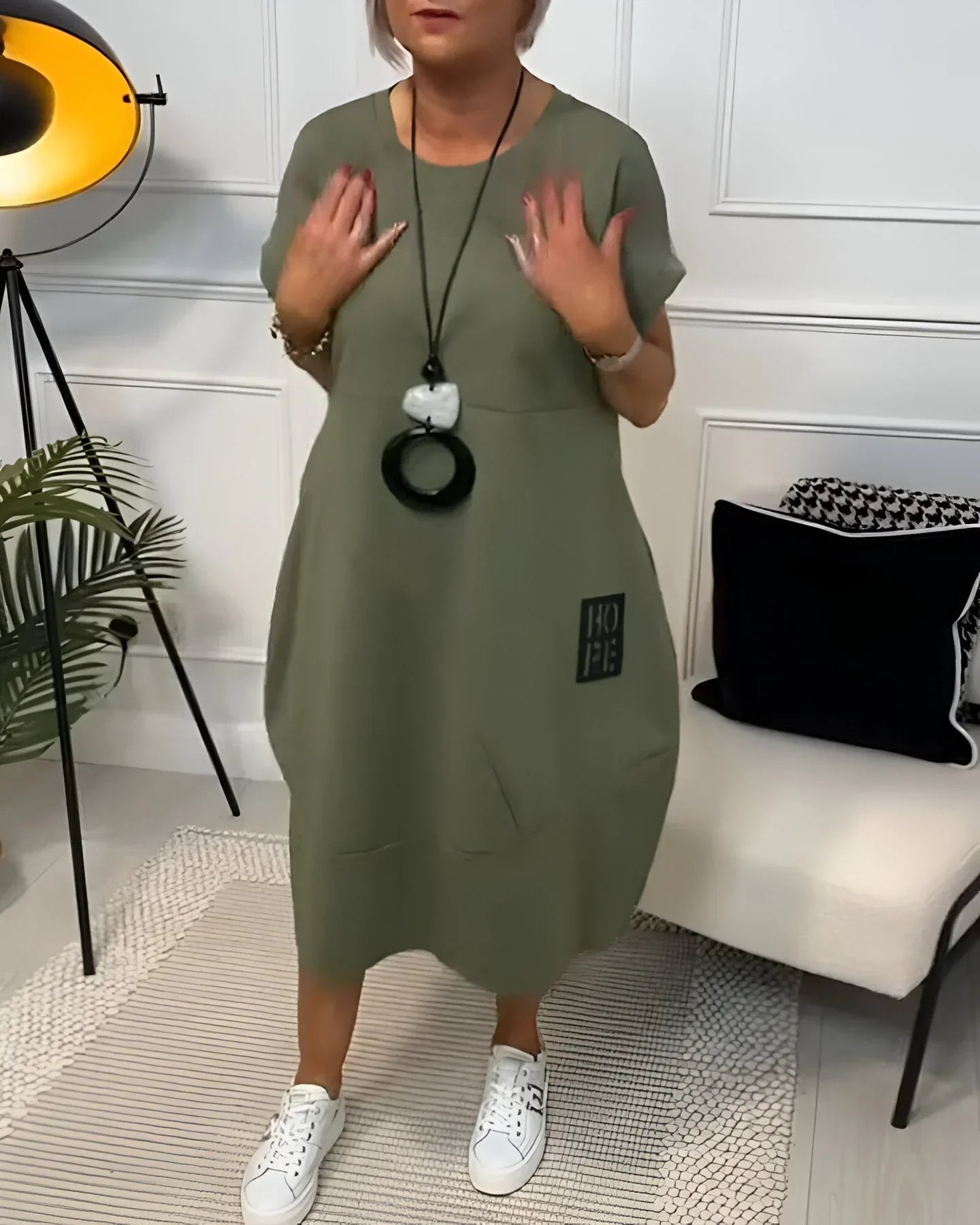 Sakura™ – Avslappnad Klänning med Fickor