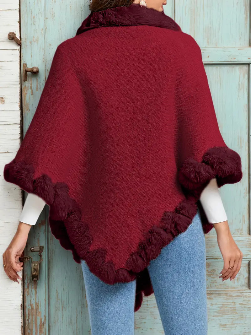 Pälskrage Våfflad Poncho | Tillsammans mot Bröstcancer