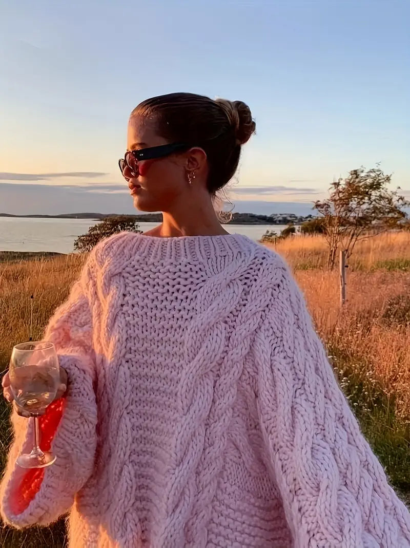 Rosa Stickad Tröja | Tillsammans mot Bröstcancer