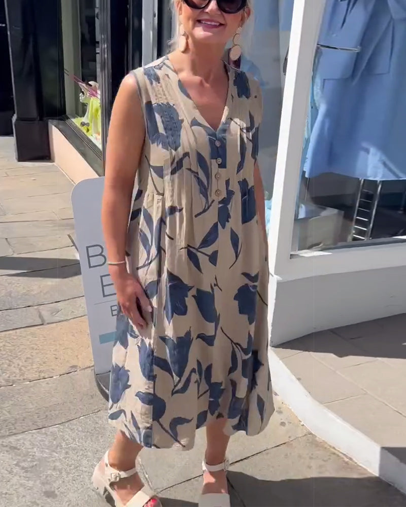 Emma™ – Kvinnors Blommig Ärmös Klänning