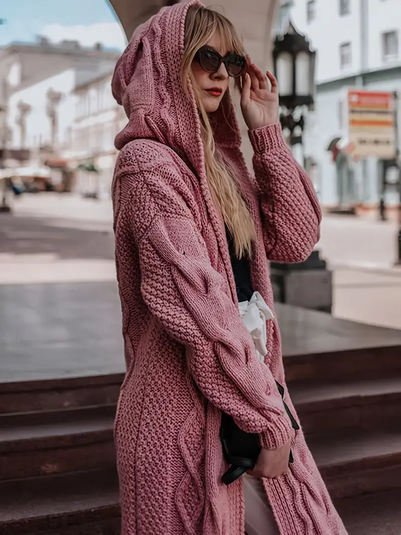 Lång Stickad Kofta | Tillsammans mot Bröstcancer