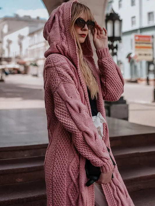 Lång Stickad Kofta | Tillsammans mot Bröstcancer